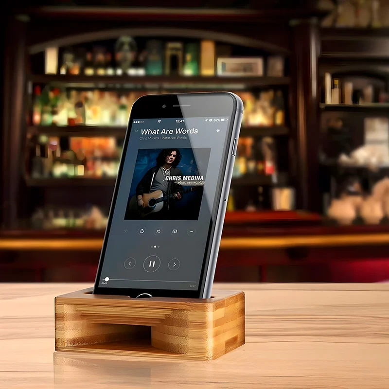 Support Telephone en Bois Amplificateur