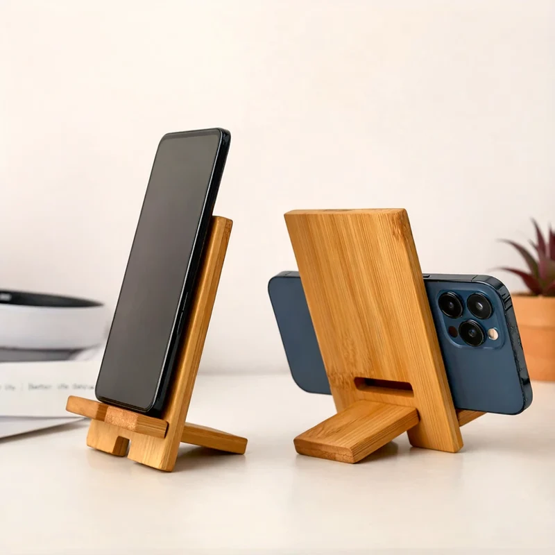 Support Téléphone en Bois pour Bureau – Stable et Élégant