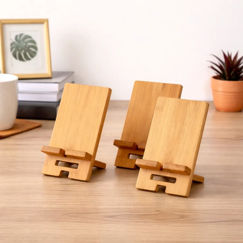Support Téléphone en Bois pour Bureau – Stable et Élégant