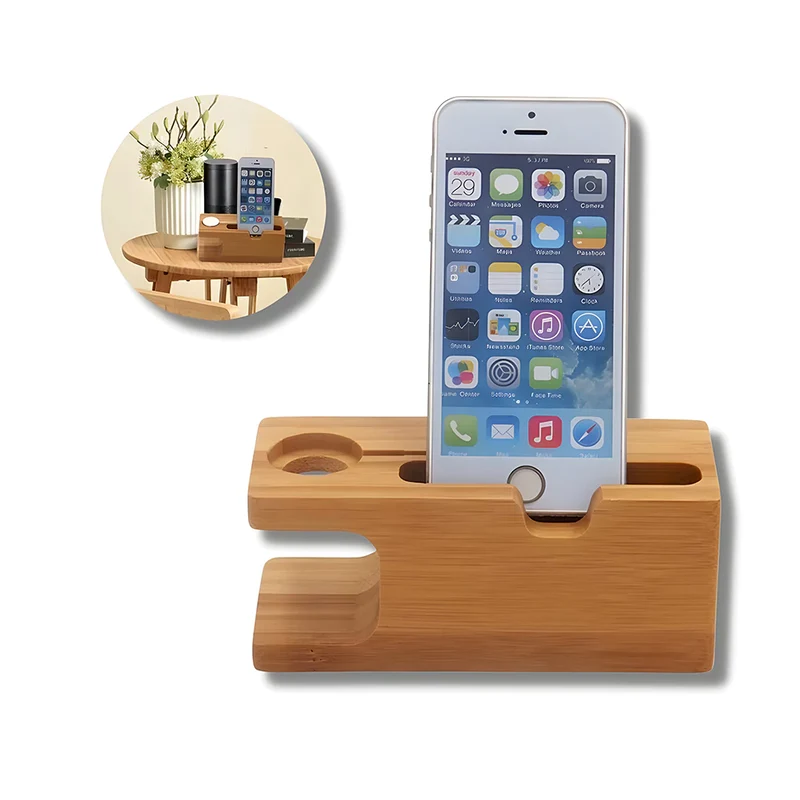 Support Telephone en Bois Multifonction