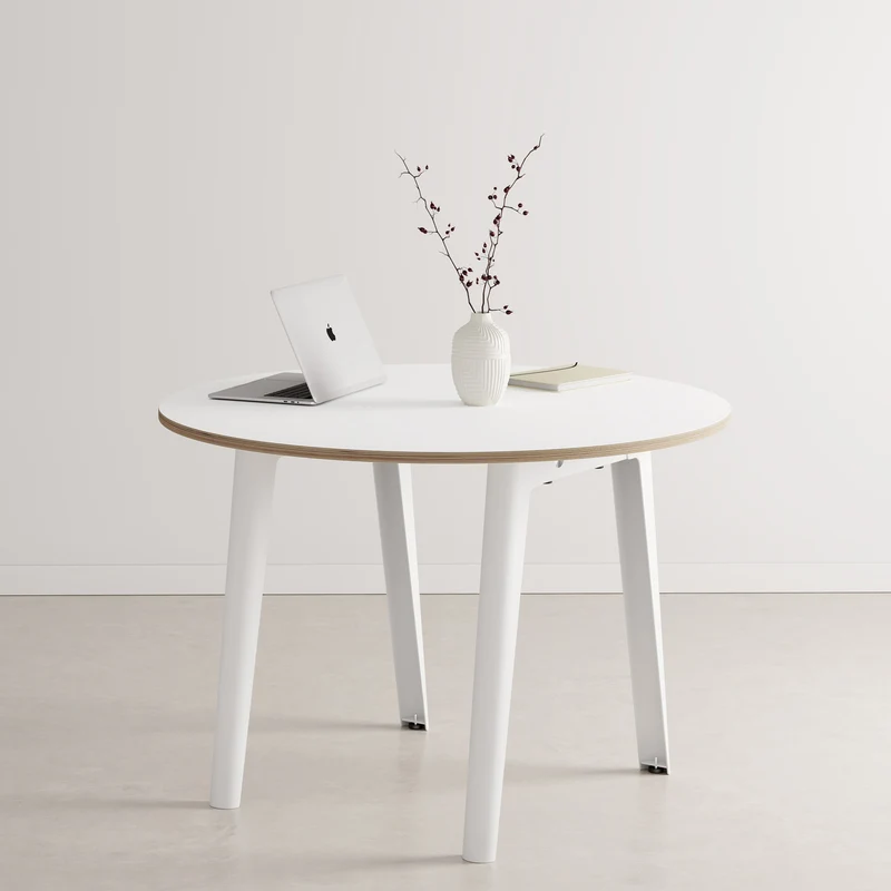 Table de réunion ronde NEW MODERN Ø 110cm - multiplis blanc