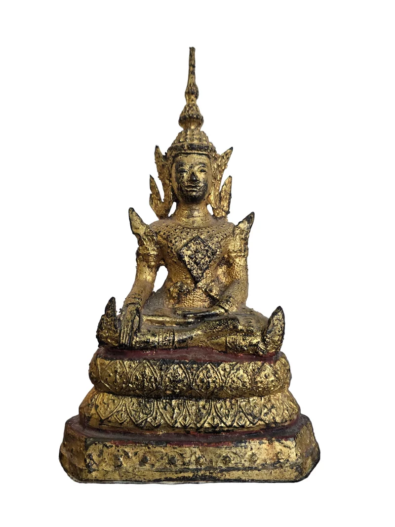 Statue en bronze doré – Divinité assise – Style khmer - bouddha