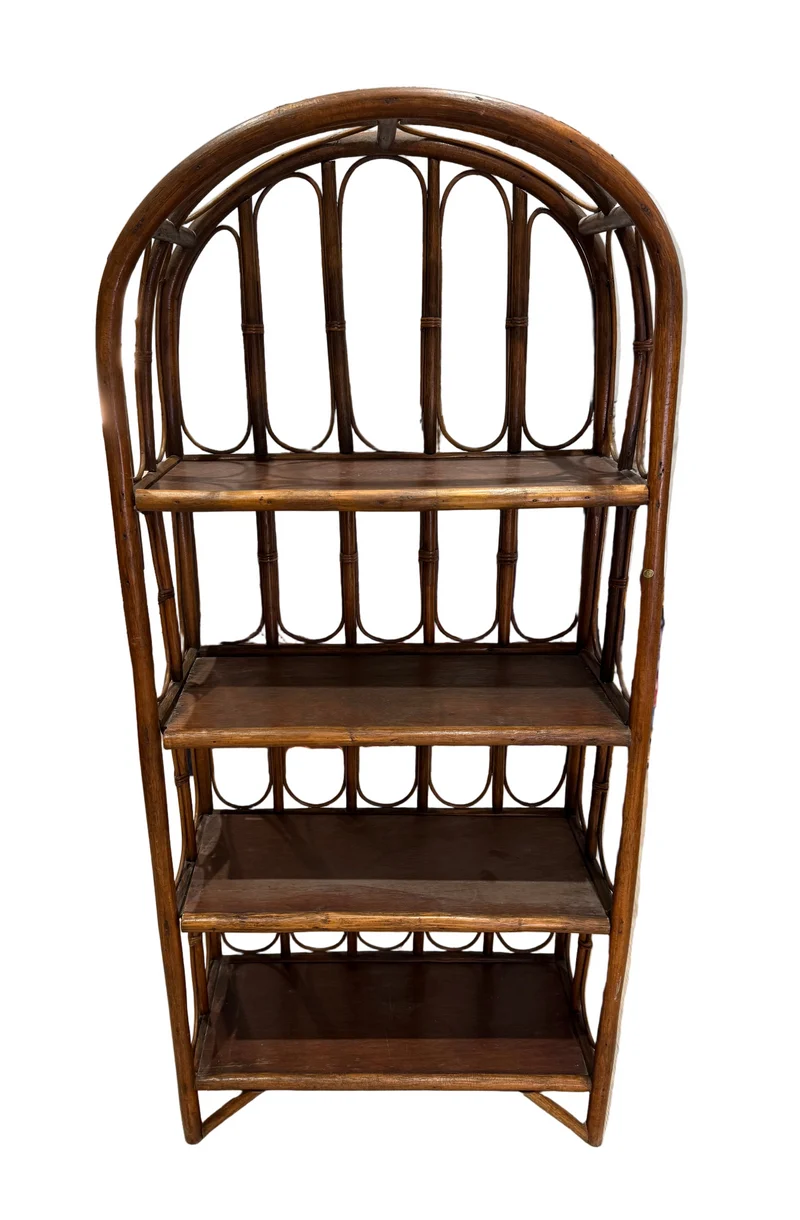Étagère vintage en rotin - 4 niveaux - Made in Sri Lanka