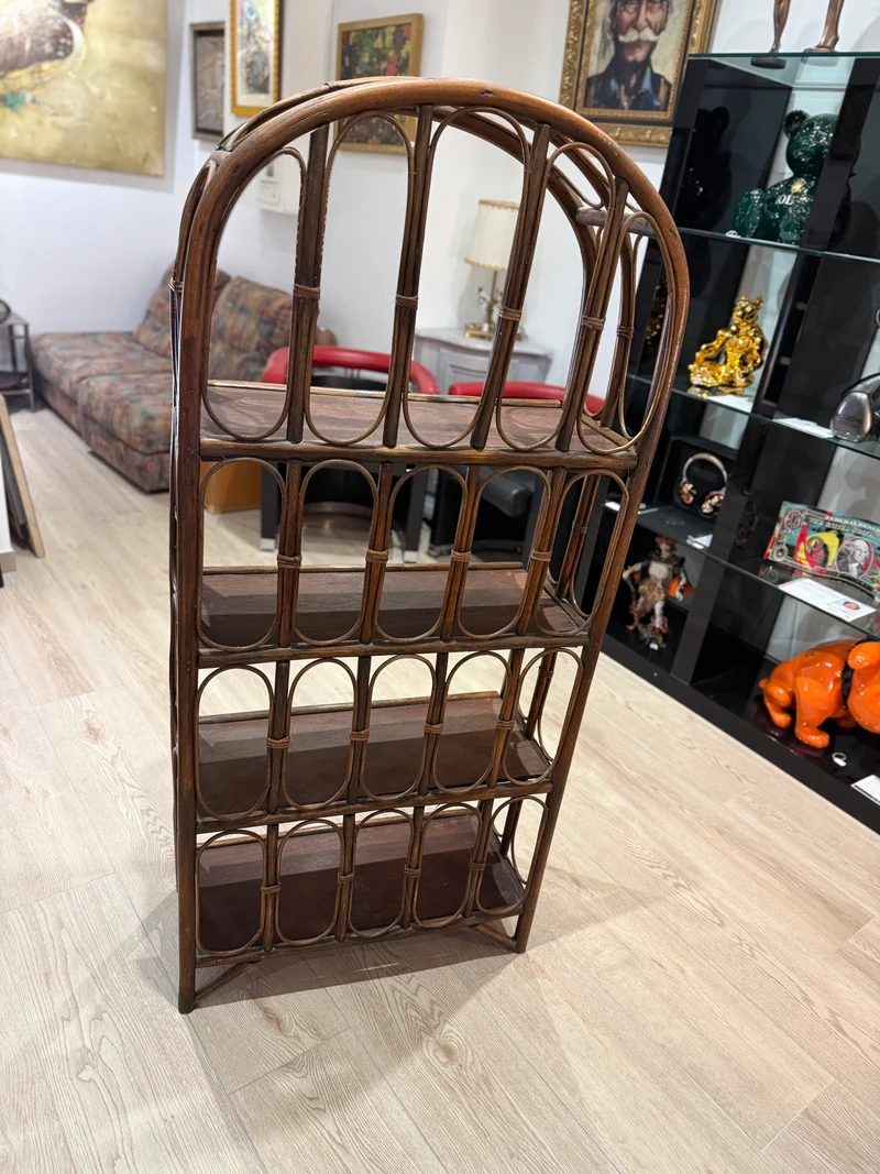 Étagère vintage en rotin - 4 niveaux - Made in Sri Lanka