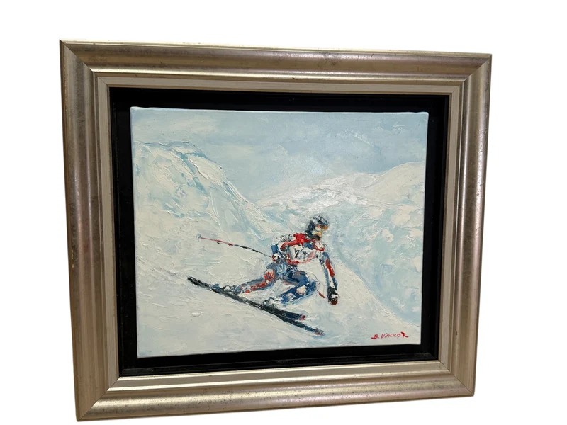 Tableau – “Tous Schuss, Skieur de Méribel” – Bernard Vincent - 46x39