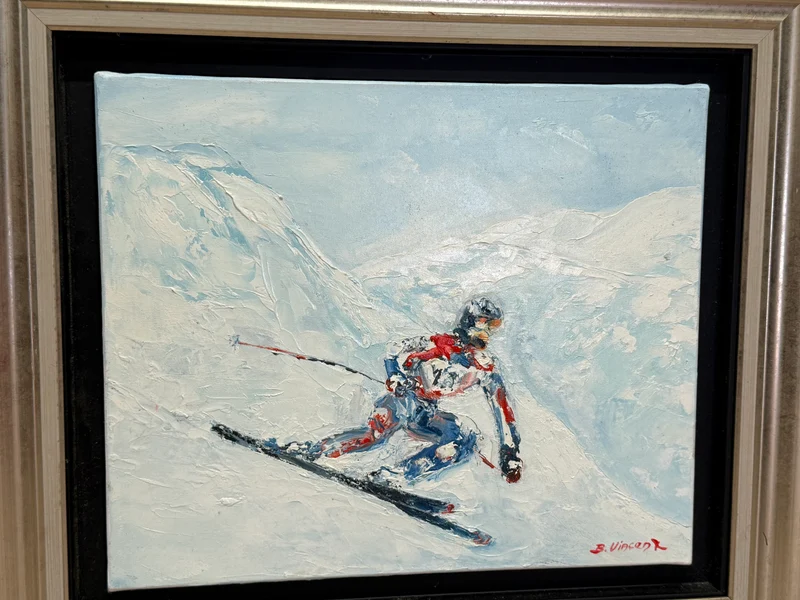 Tableau – “Tous Schuss, Skieur de Méribel” – Bernard Vincent - 46x39