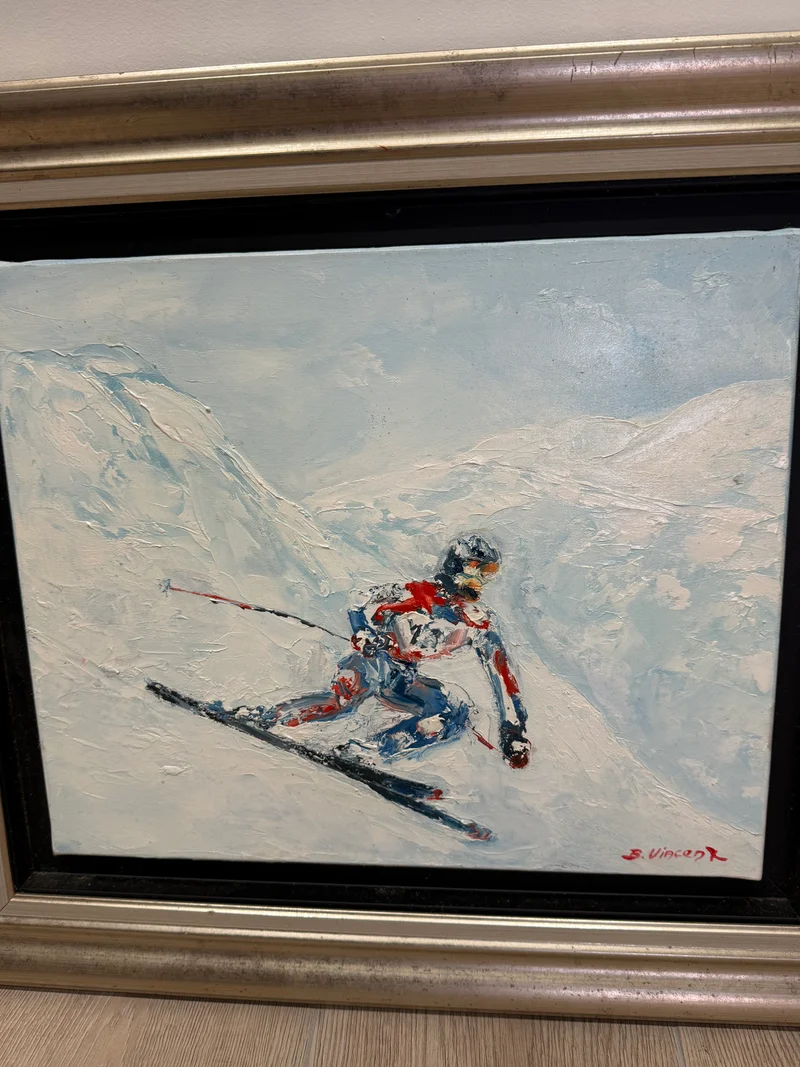 Tableau – “Tous Schuss, Skieur de Méribel” – Bernard Vincent - 46x39