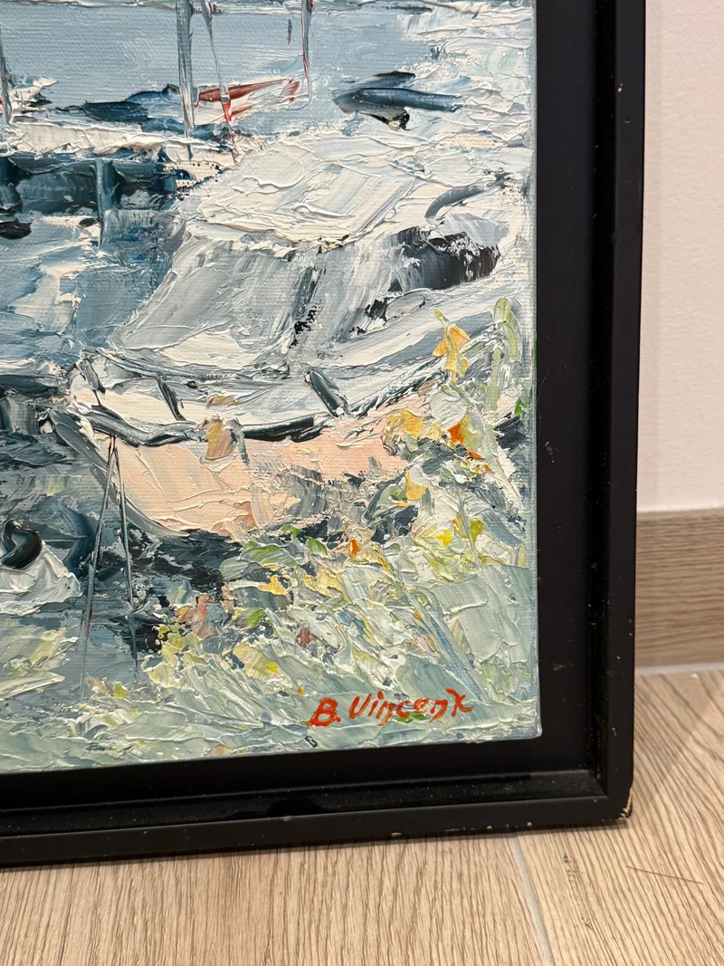 Tableau – “Port de Sevrier, Lac d’Annecy” – Bernard Vincent - 55x46