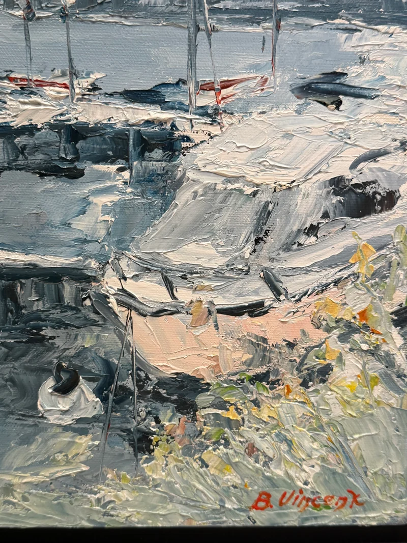 Tableau – “Port de Sevrier, Lac d’Annecy” – Bernard Vincent - 55x46