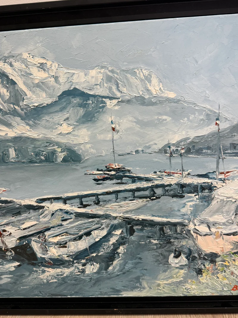 Tableau – “Port de Sevrier, Lac d’Annecy” – Bernard Vincent - 55x46