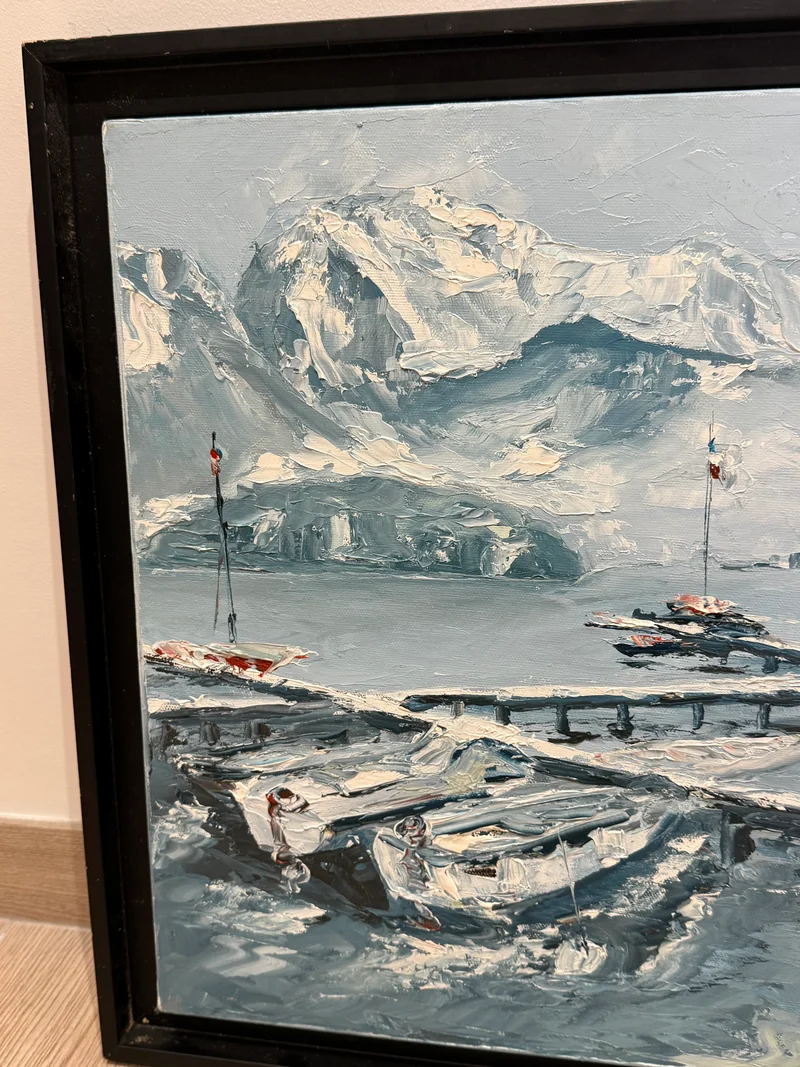 Tableau – “Port de Sevrier, Lac d’Annecy” – Bernard Vincent - 55x46