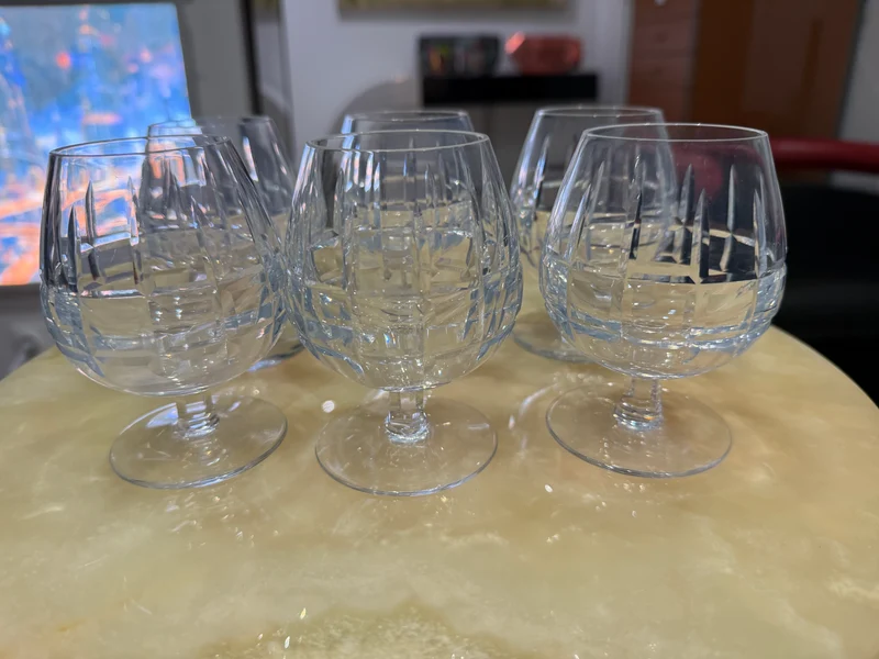 Lot de 6 Verres à Cognac / Digestif en Cristal Taillé – 10 cm