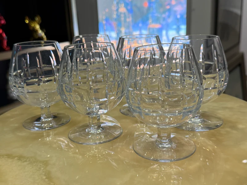 Lot de 6 Verres à Cognac / Digestif en Cristal Taillé – 10 cm