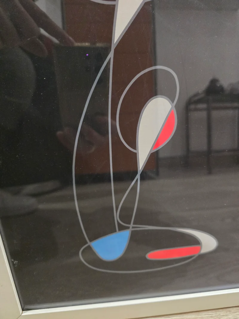 Tableau abstrait signé Guidotti Giuseppe – Composition moderne sur fond noir