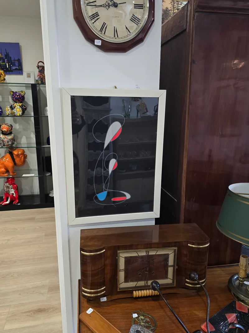 Tableau abstrait signé Guidotti Giuseppe – Composition moderne sur fond noir