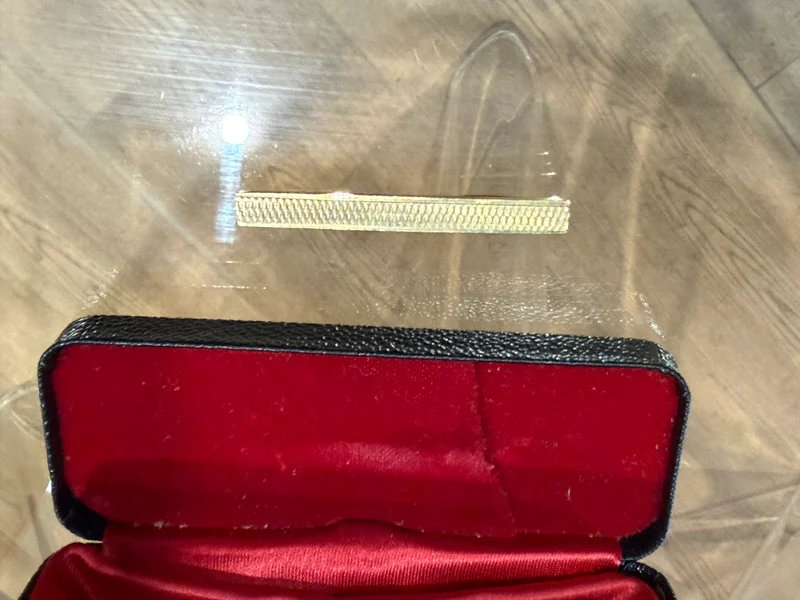 Pince à cravate vintage en plaqué or 18 carats – Avec écrin d’origine
