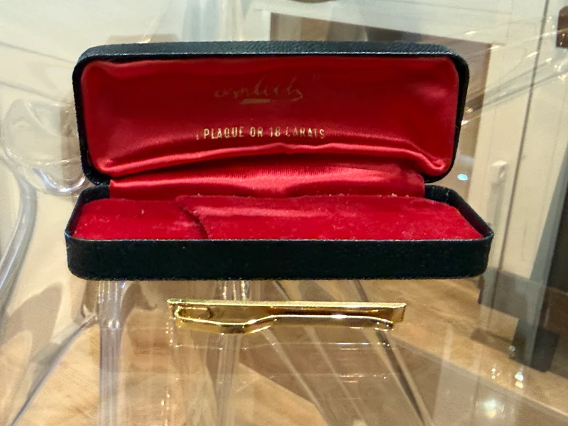 Pince à cravate vintage en plaqué or 18 carats – Avec écrin d’origine