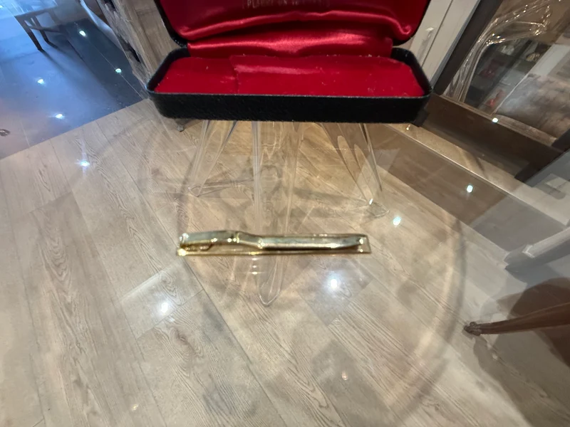 Pince à cravate vintage en plaqué or 18 carats – Avec écrin d’origine