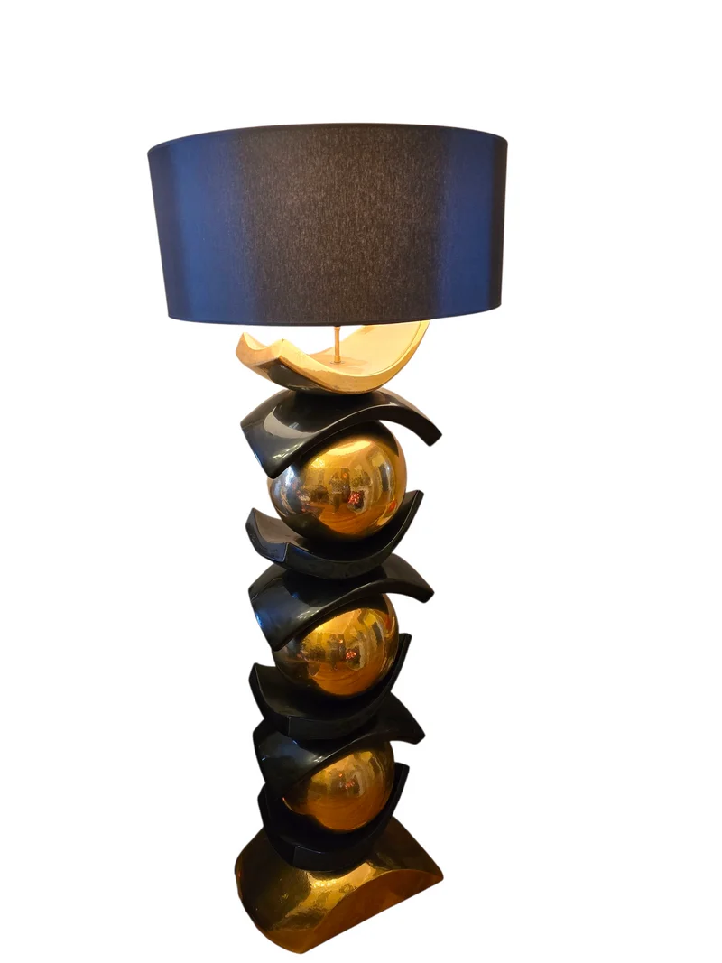 François Chatain – Grand lampadaire sculptural 1m70 “Sphères & Arcs”, France, vers 1980