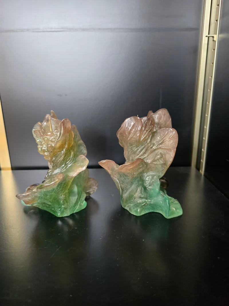 DAUM- paire de Bougeoir "Nature" 1988 pâte de verre