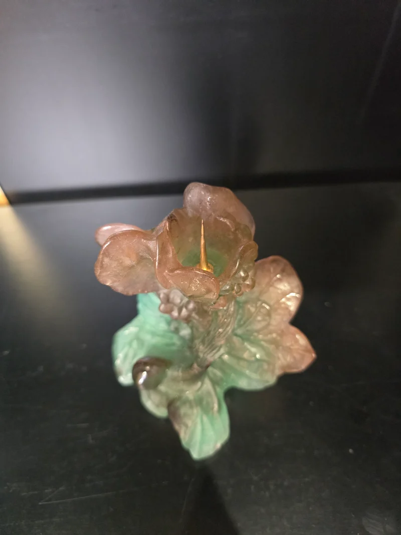DAUM- paire de Bougeoir "Nature" 1988 pâte de verre