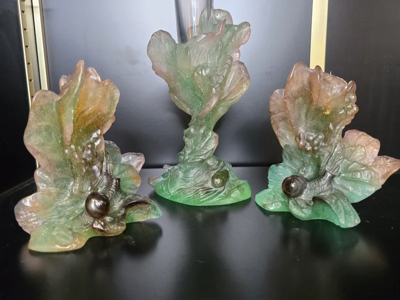 DAUM- paire de Bougeoir "Nature" 1988 pâte de verre