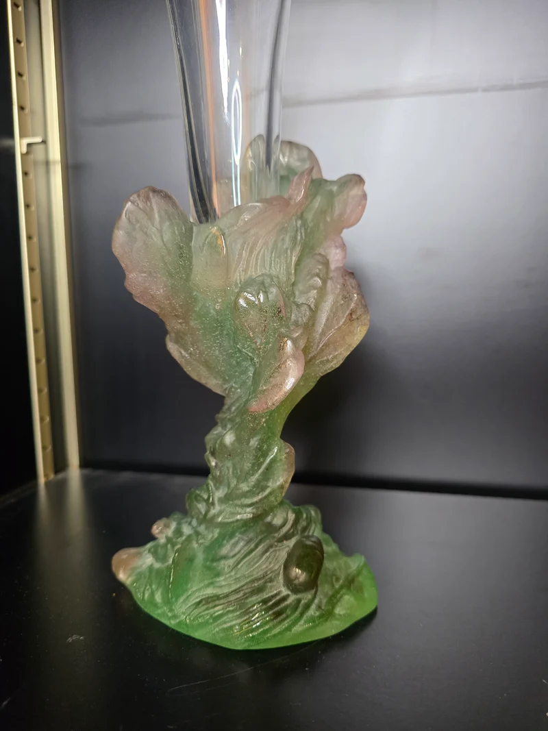 DAUM - soliflore "Nature",1988 - pâte de verre et cristal