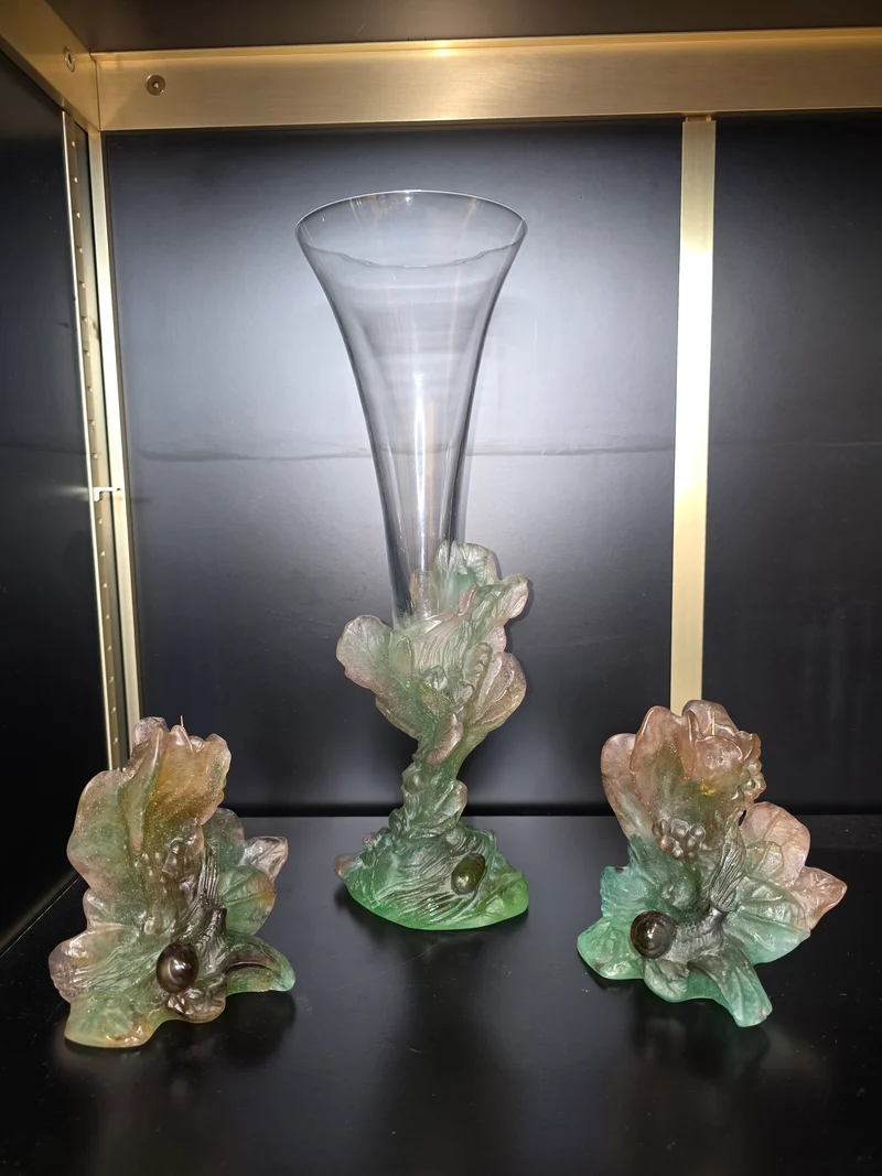 DAUM - soliflore "Nature",1988 - pâte de verre et cristal