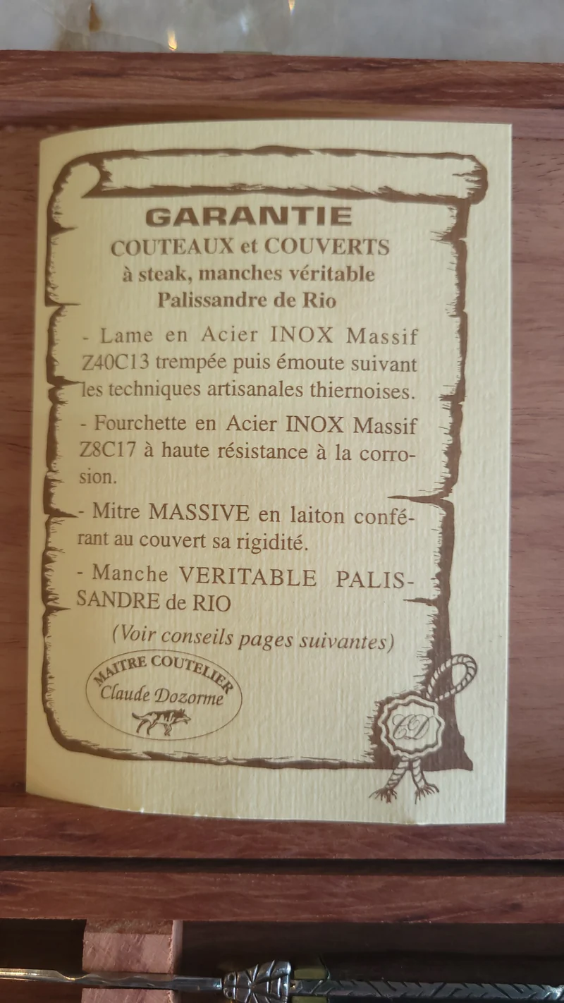 Coffret de 6 couteaux à steak Laguiole - Claude Dozorme - Palissandre de Rio