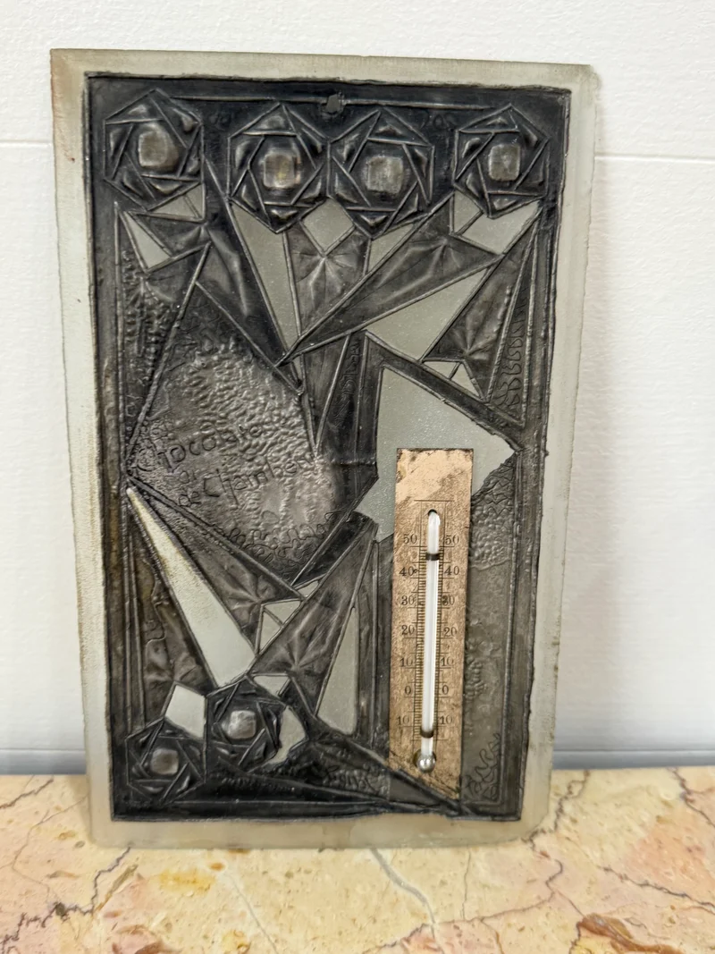 Plaque murale thermomètre en verre et métal vintage – Chocolaterie de Chambéry