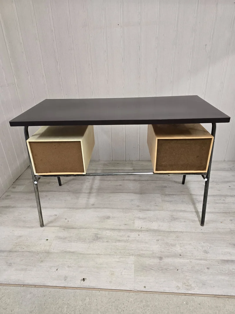 Bureau vintage industriel à caissons suspendus – design graphique - 60’s/70’s