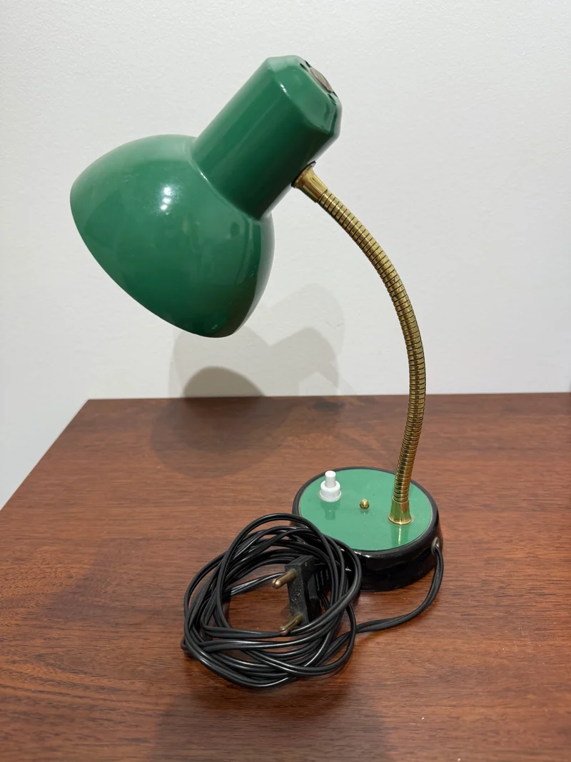 Lampe de bureau vintage articulée verte – années 60/70