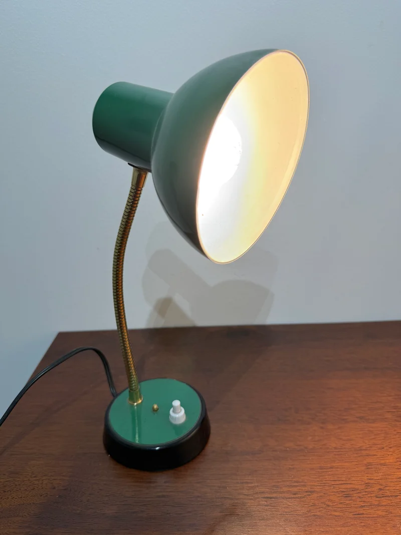 Lampe de bureau vintage articulée verte – années 60/70