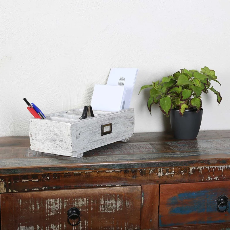 Organiseur de bureau à 6 compartiments - Blanc