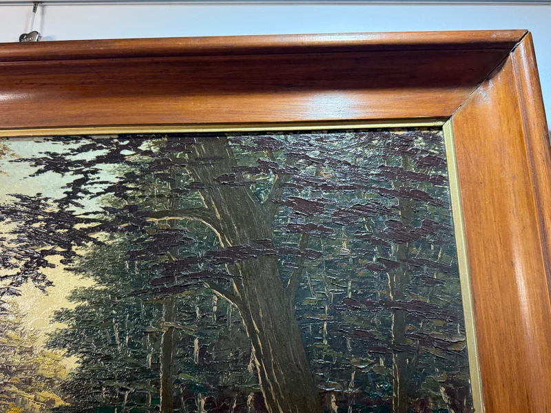 Sous-bois au crépuscule – Peinture à l’huile par P. Gobert