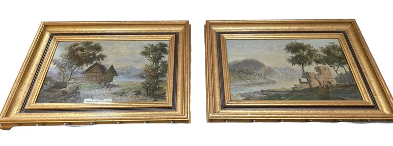 Paire de tableaux 19ème école suisse
