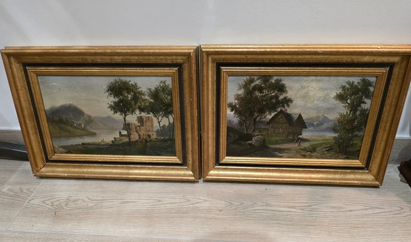Paire de tableaux 19ème école suisse