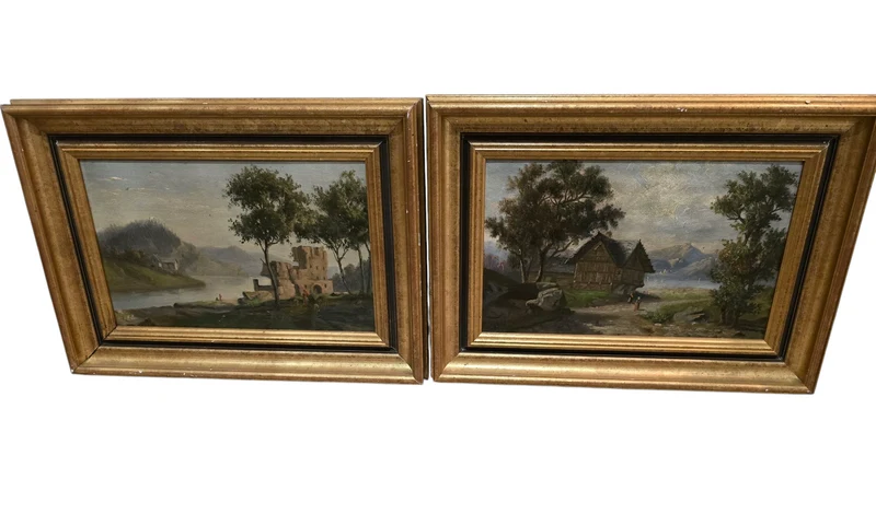 Paire de tableaux 19ème école suisse