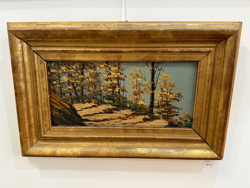 Chemin forestier en automne – Huile sur panneau signée P.Gobert