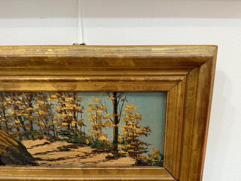 Chemin forestier en automne – Huile sur panneau signée P.Gobert