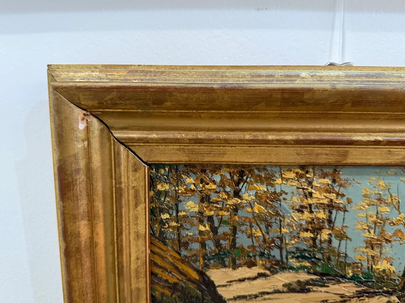 Chemin forestier en automne – Huile sur panneau signée P.Gobert