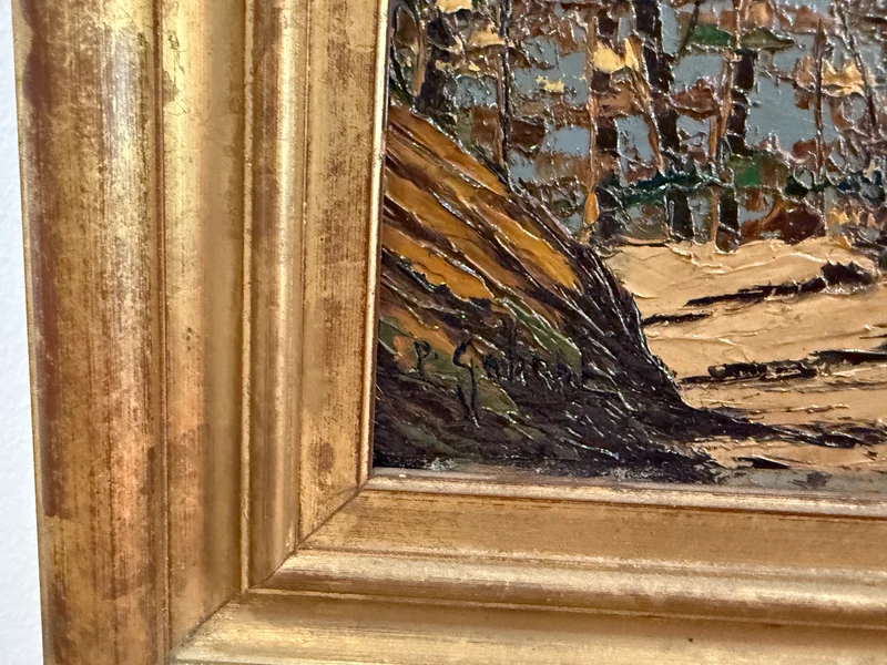 Chemin forestier en automne – Huile sur panneau signée P.Gobert