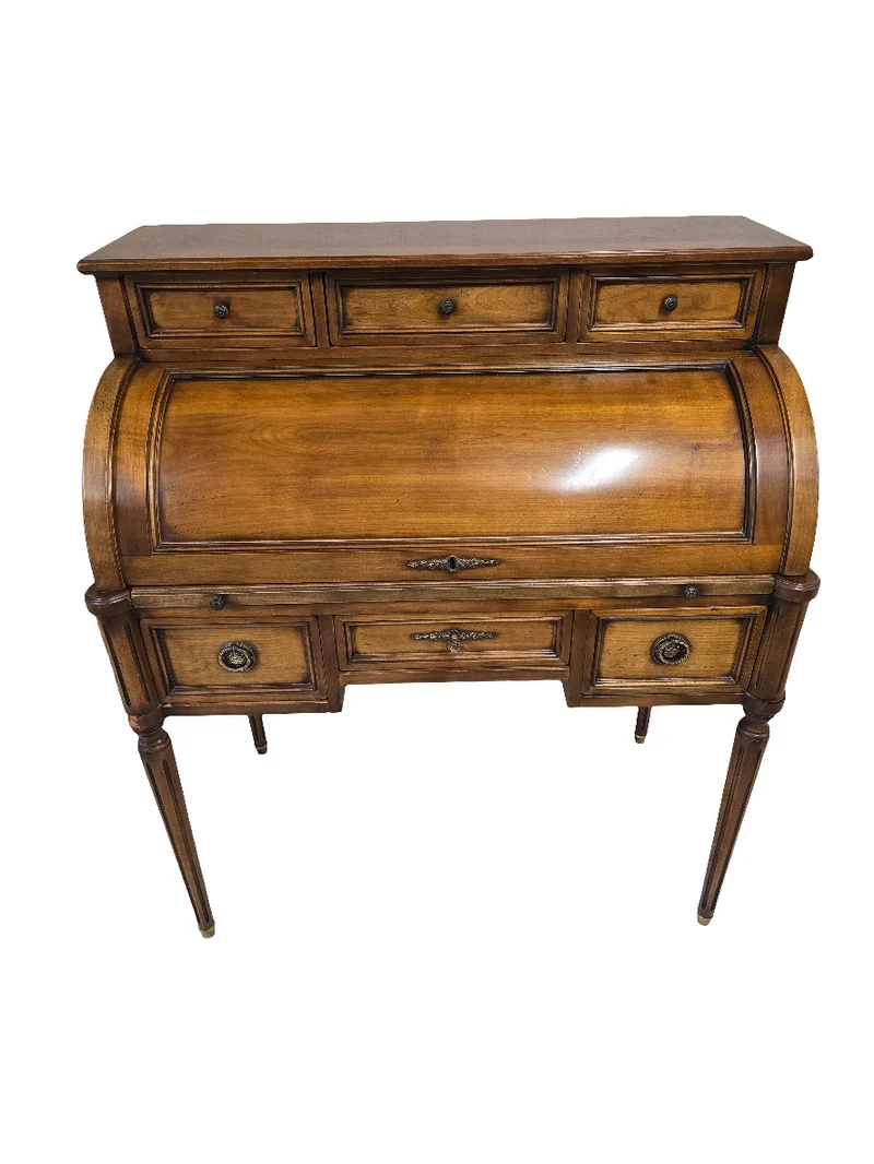 Petit bureau cylindre en bois - style louis XVI