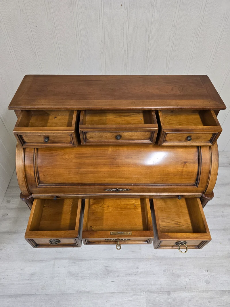 Petit bureau cylindre en bois - style louis XVI