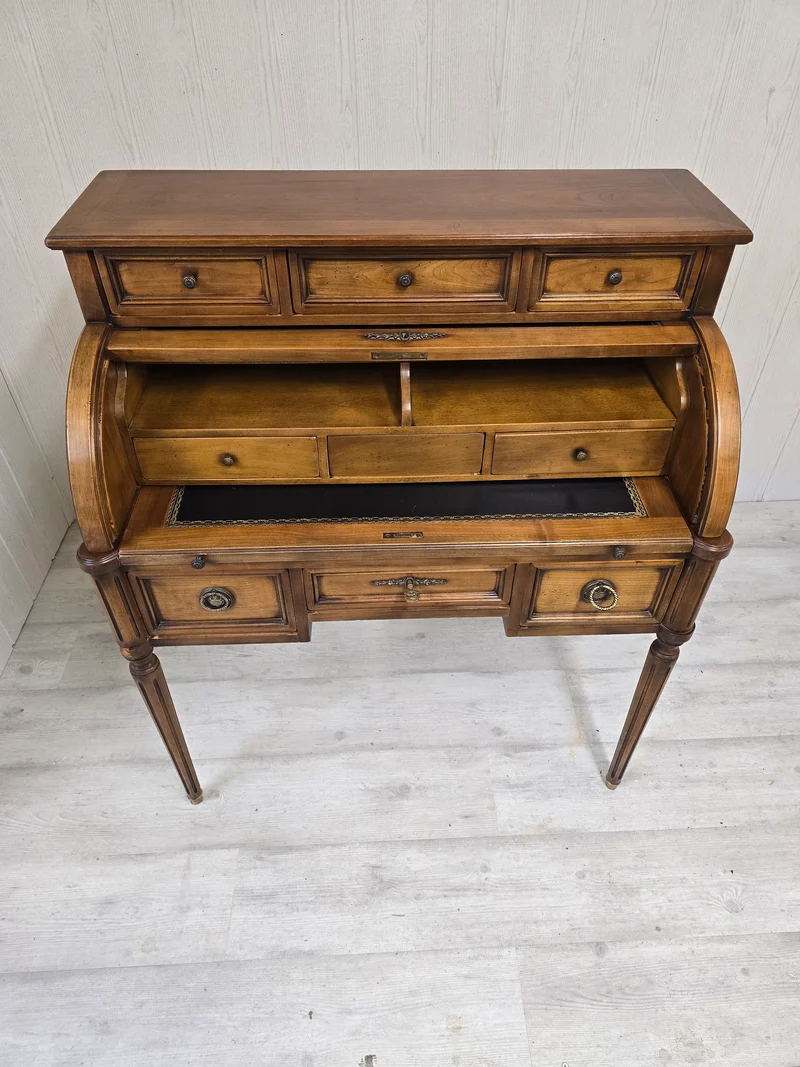 Petit bureau cylindre en bois - style louis XVI