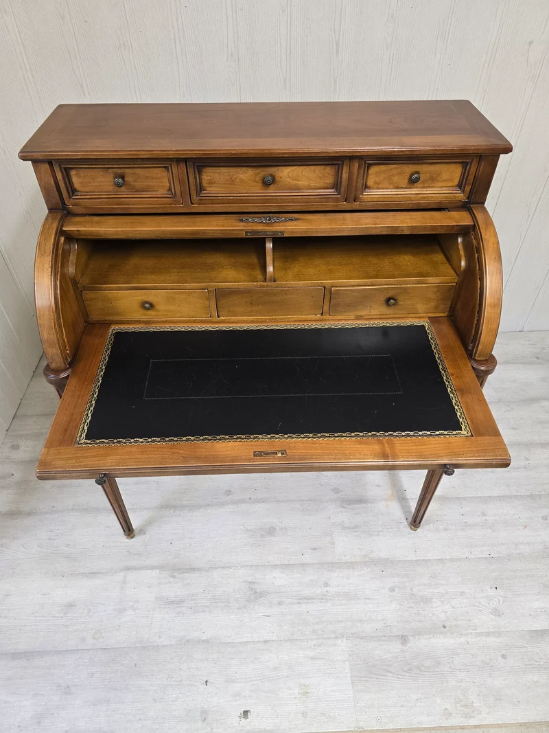 Petit bureau cylindre en bois - style louis XVI