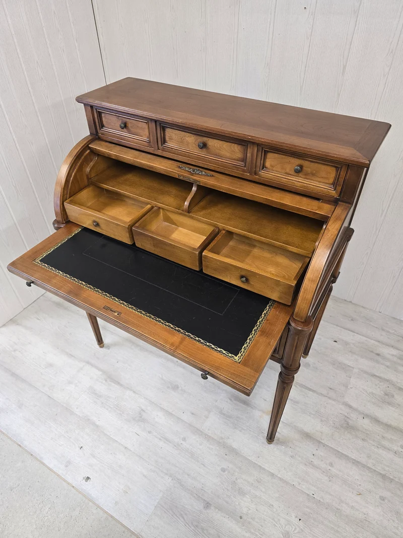 Petit bureau cylindre en bois - style louis XVI