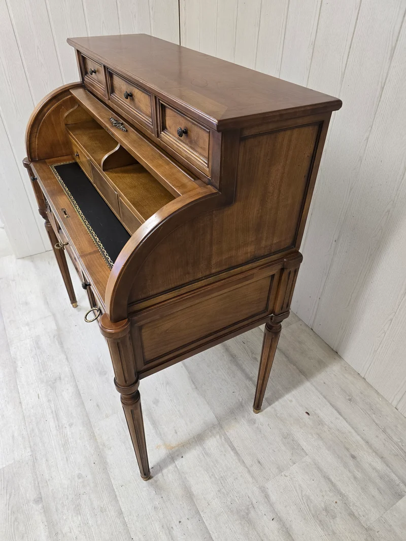 Petit bureau cylindre en bois - style louis XVI