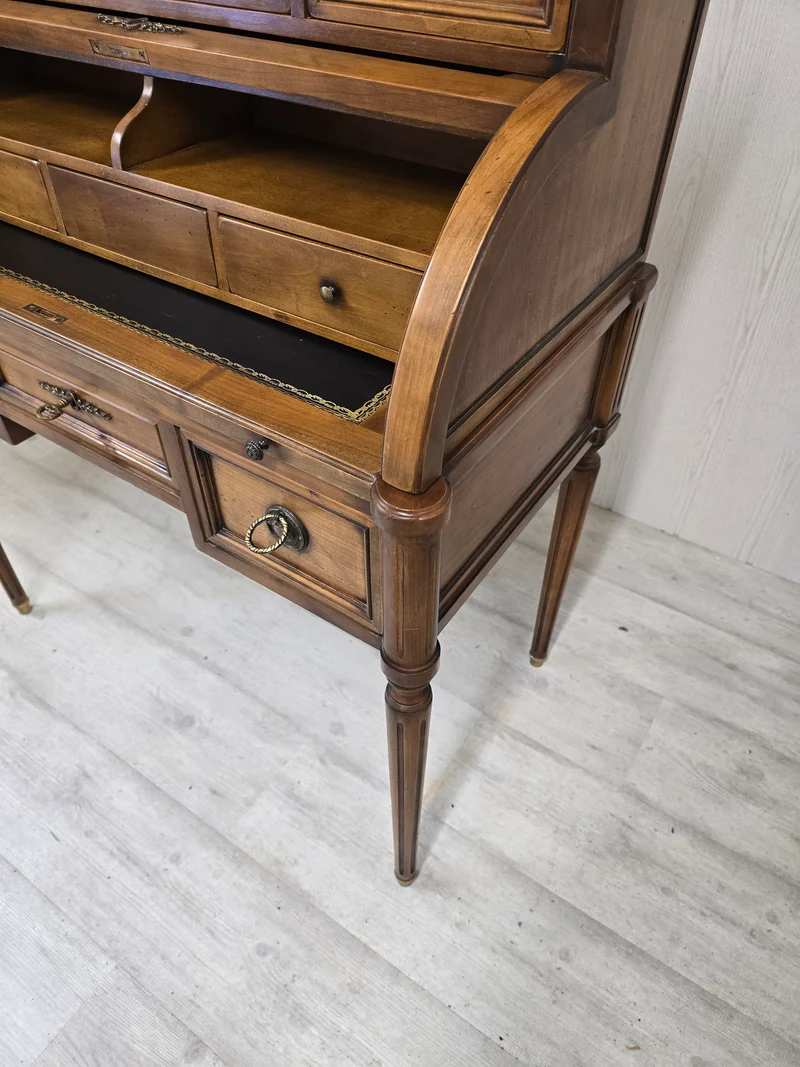 Petit bureau cylindre en bois - style louis XVI
