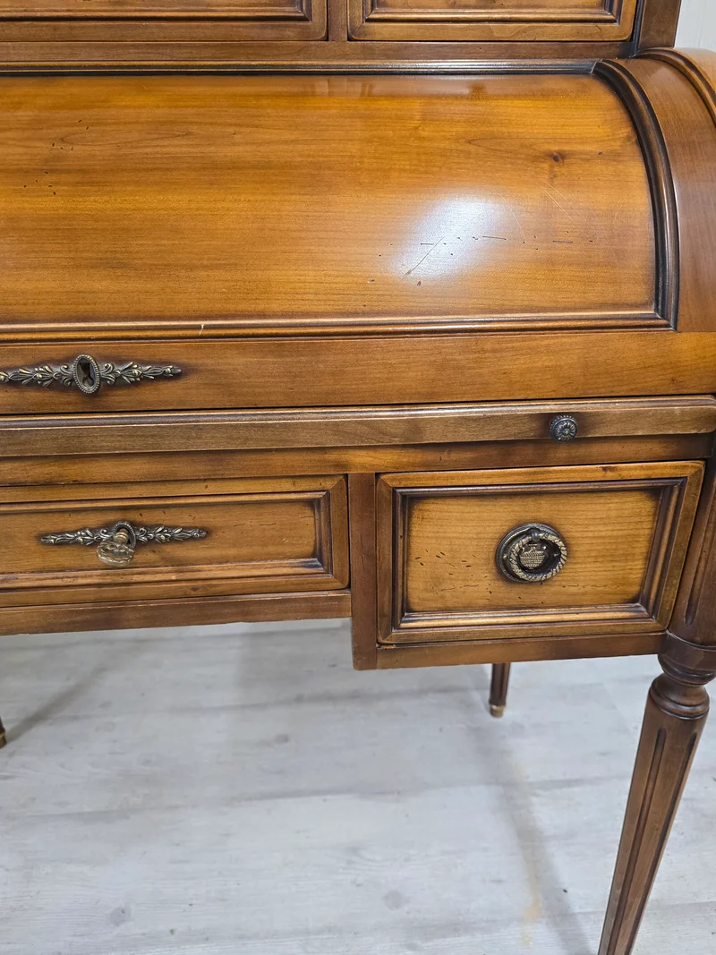 Petit bureau cylindre en bois - style louis XVI